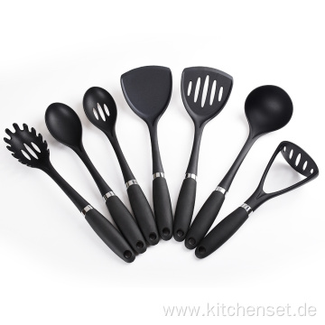 nylon kitchen tool set with white plastic holder